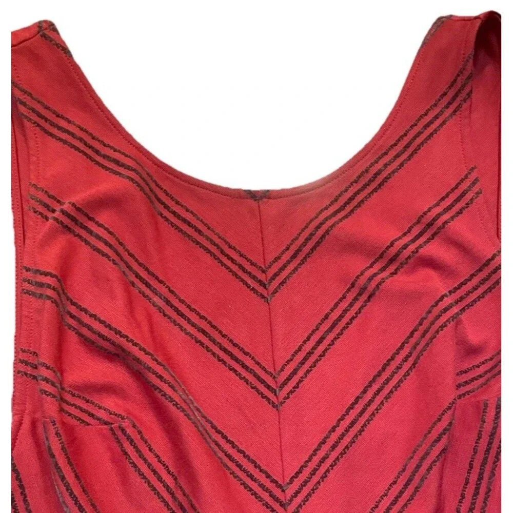 Free People Striped Up Skater Dress Red Rust Chevron Mini Low Back Boho Textured - Picture 5 of 10